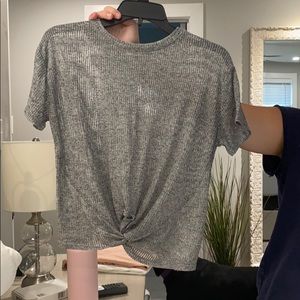 Cotton on grey twisted front knot shirt